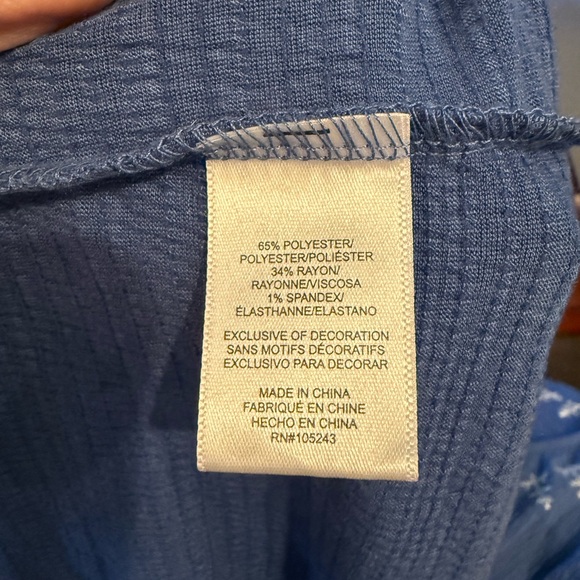 Bobeau Blue Tank Top with White Embroidery - Picture 3 of 3